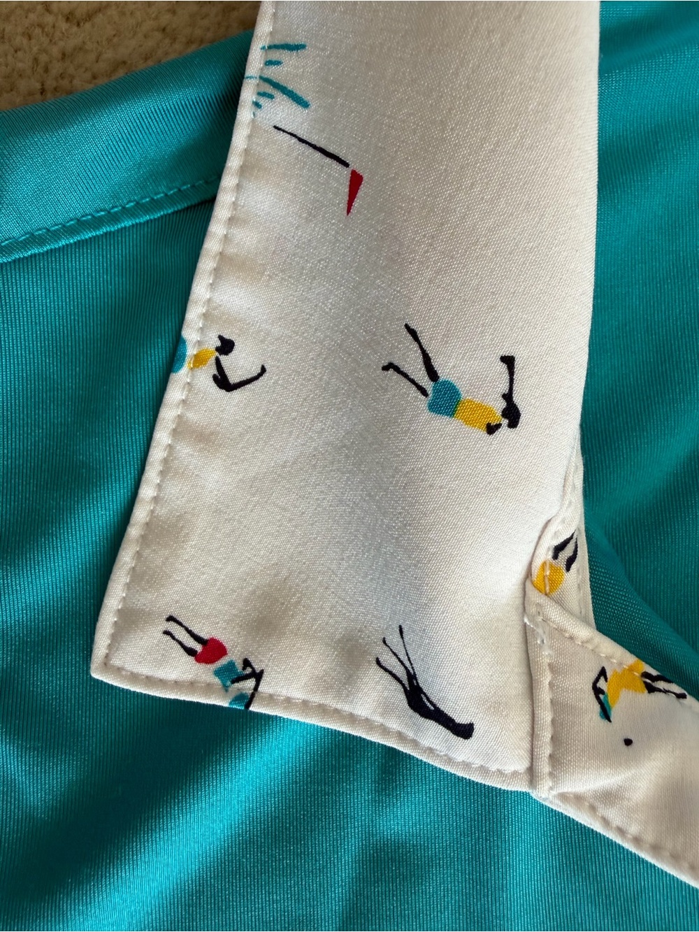 IZOD Teal Sleeveless Polo with Golf Themed Collar - Picture 3 of 7